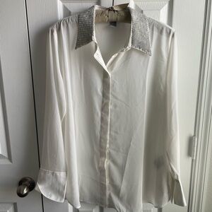 Elegant White Shirt with Silver Accents